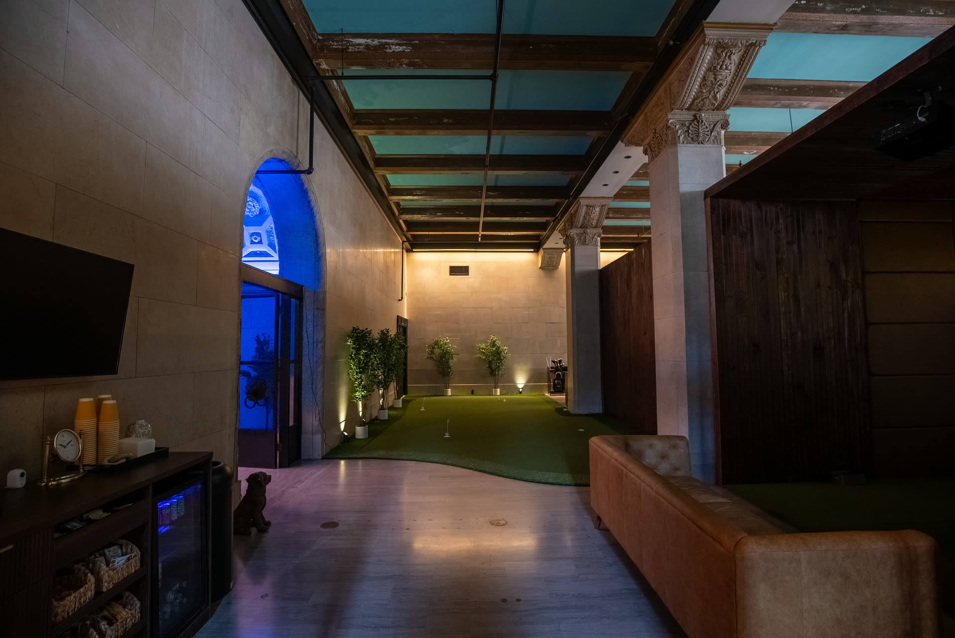 Night view of the corridor at Philadelphia Golf Club
